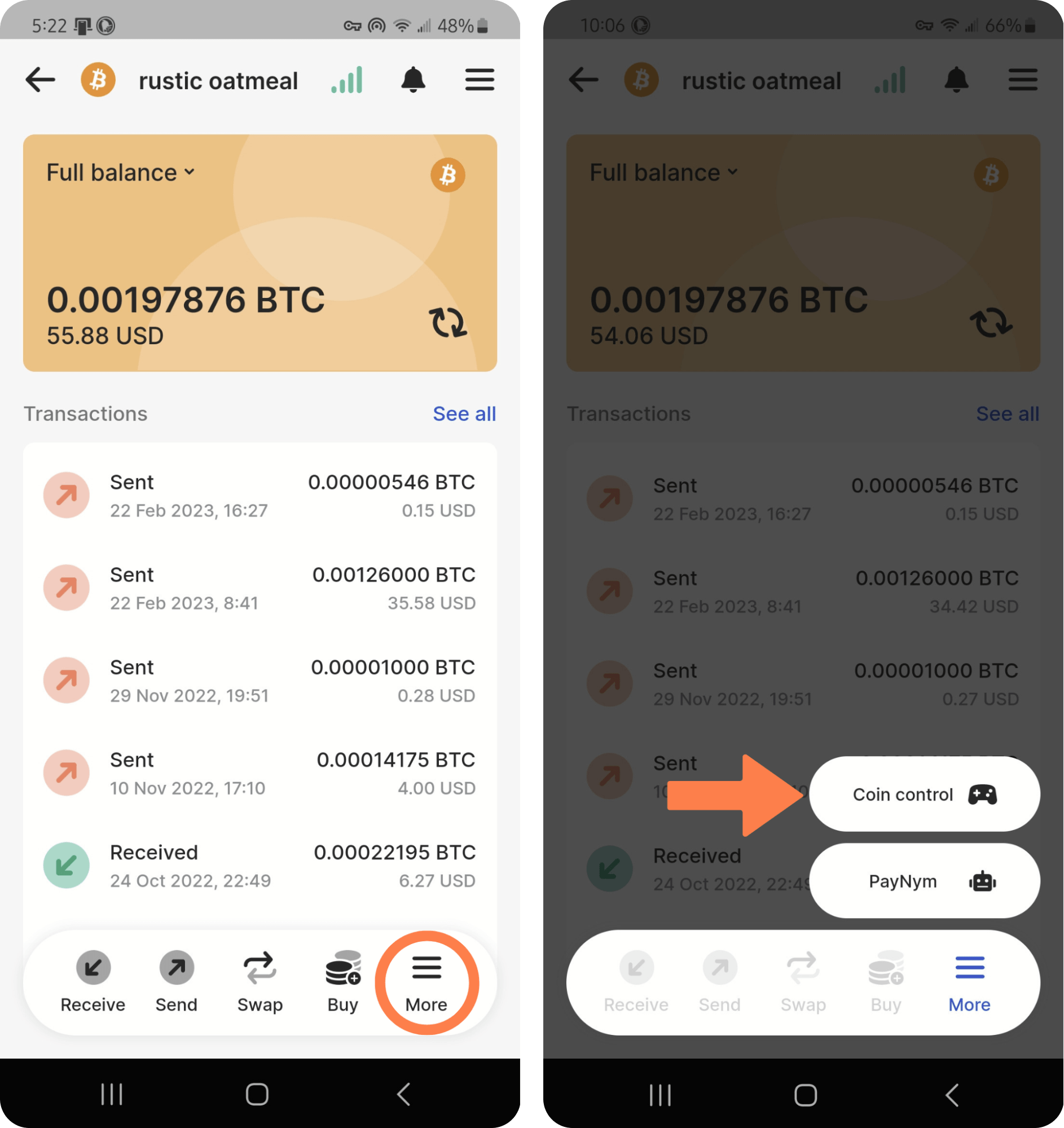 Stack Wallet Coin Control Guide - Step 2 on mobile