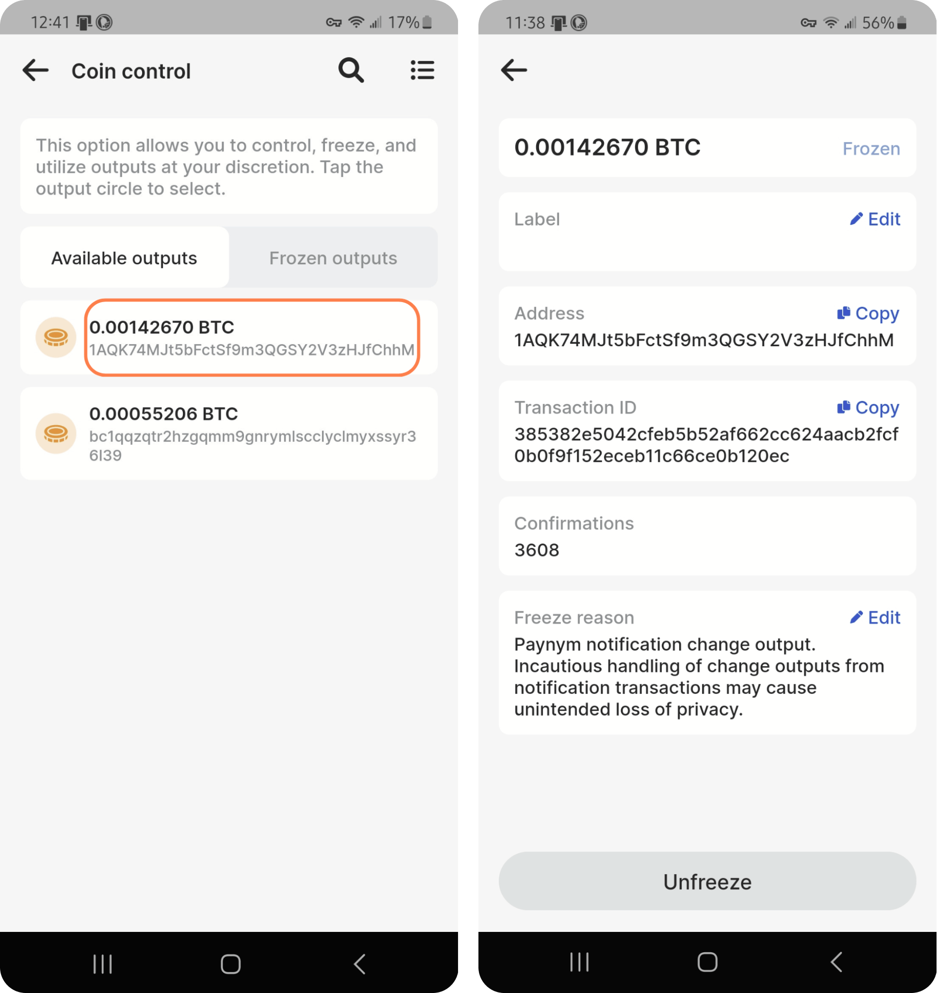 Stack Wallet Coin Control Guide - Step 5 on mobile