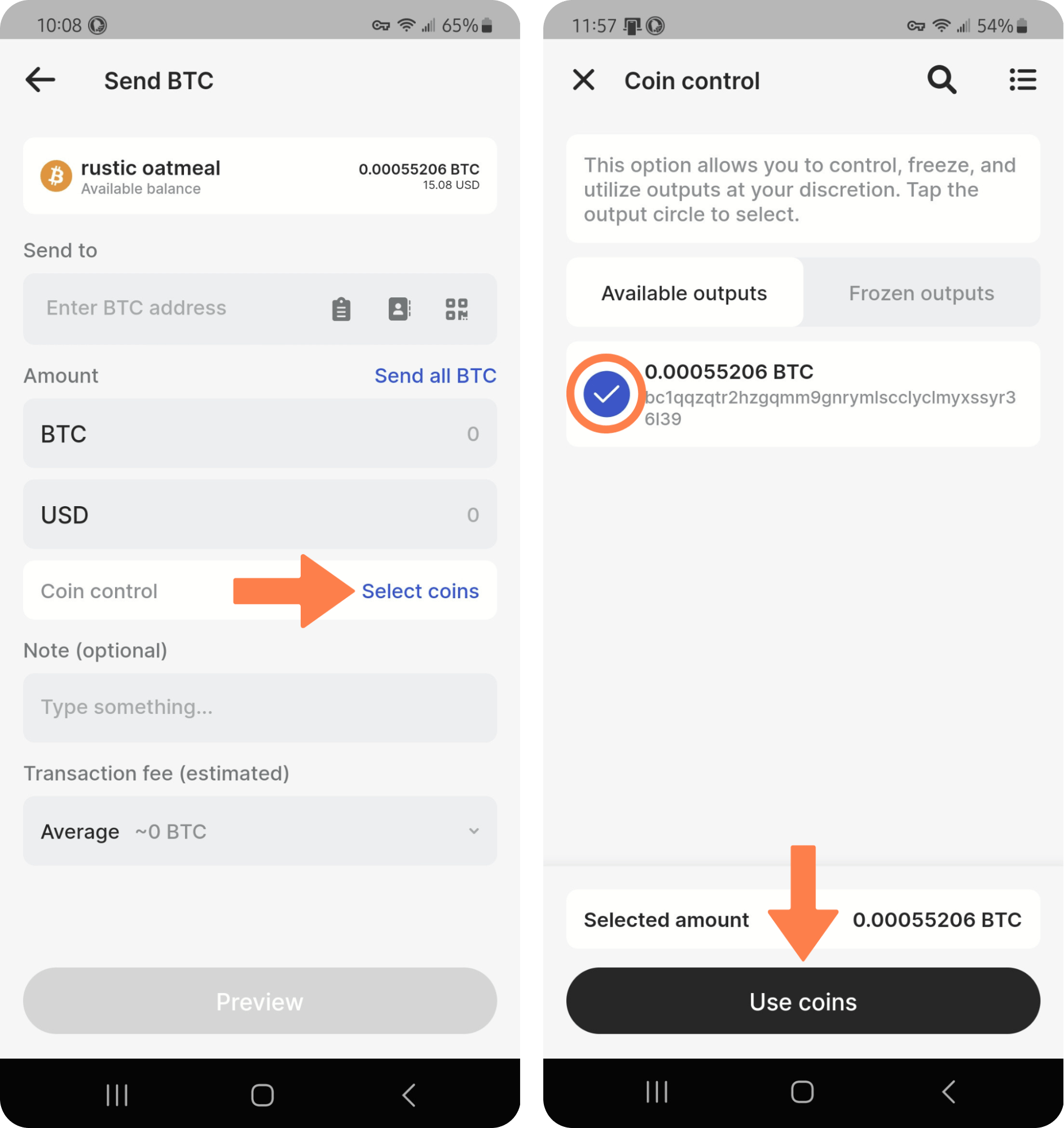 Stack Wallet Coin Control Guide - Step 6 on mobile